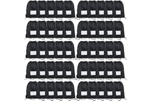 CODOBON 50 Pcs Drawstring Bags,Bulk Draw String Backpack, Cinch Bag Sackpack for Travel Gym Sport, Black