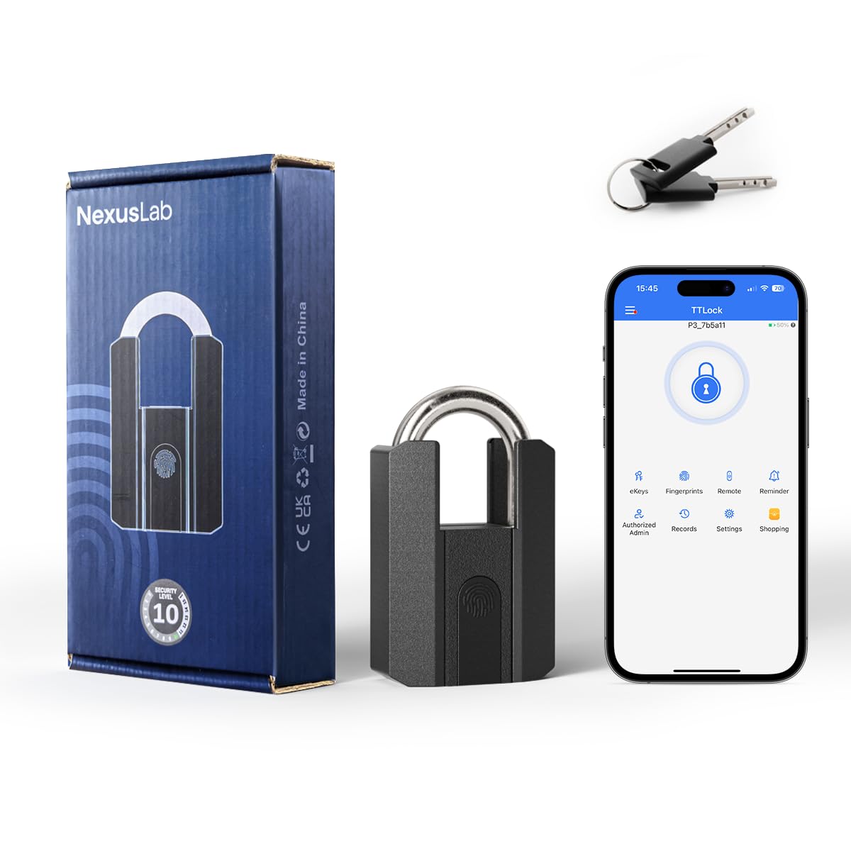 Photo 1 of NexusLab Heavy Duty Smart Padlock with Key-Fingerprint & App, Rechargeable, 1-Year Standby(500mAh), IP67 Waterproof, 50 Fingerprints,Ideal for Fence, Locker, Shed, Pool, Gate & Warehouse Security