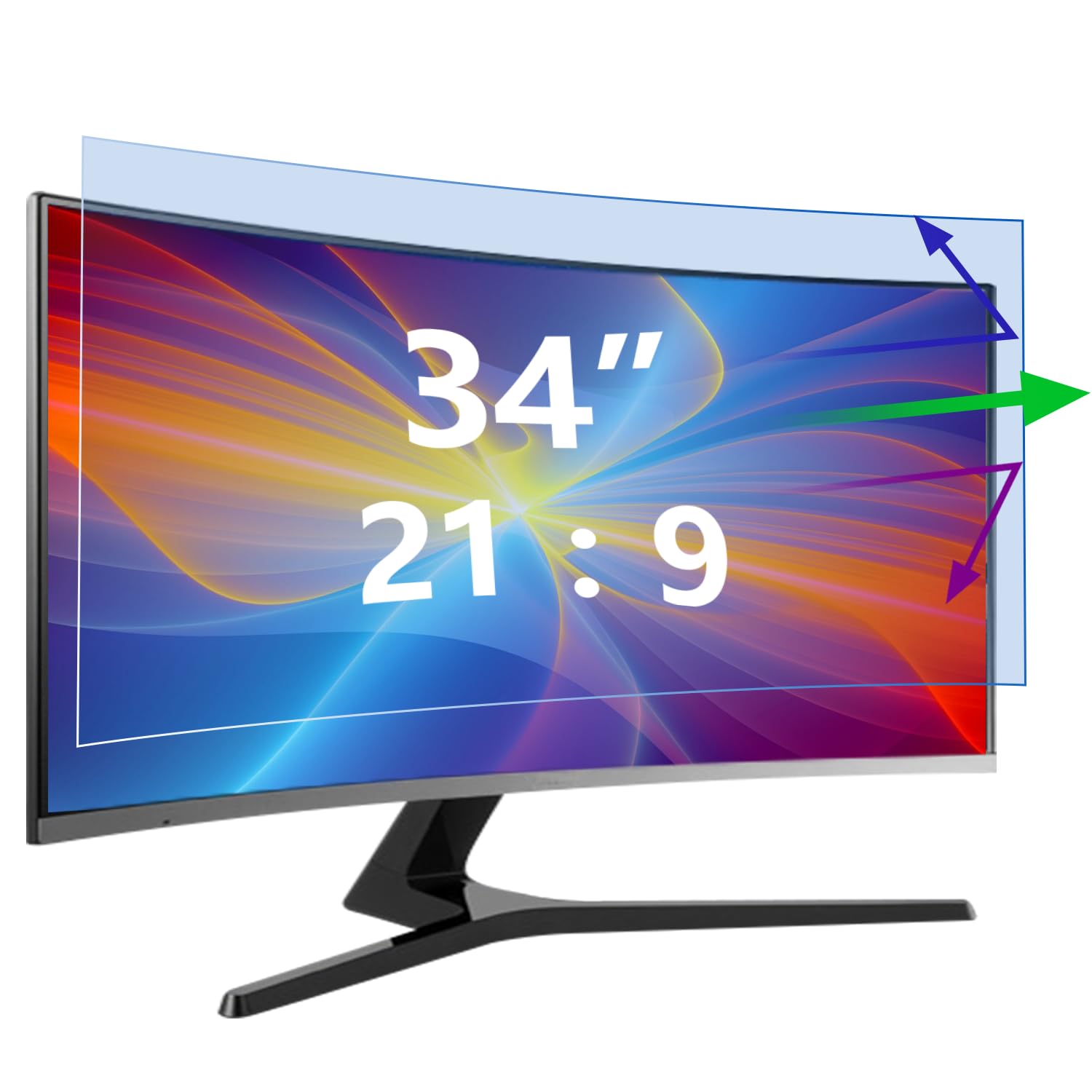 Photo 1 of ANTOGOO V 34 Inch 21:9 Monitor Blue Light Filter Desktop Screen Protector - Anti Glare Film Eye Protection Blue Light Blocking Screen Protector for 34'' Computer Monitor