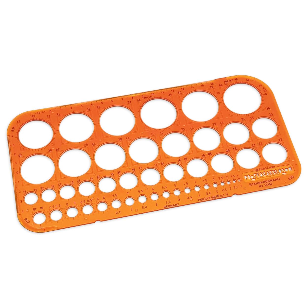 Graphoplex GXST1315F Circle Stencils Odd/Even Orange Transparent
