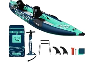TIGERXBANG 13.8'x37.8''x9.4'' Inflatable 2 Person Kayak, Touring Boat for Adults/Kids, Kayak Set with Removable Seat, Double Paddles, Foot Pedals, Hand Pump and Multifunctional Accessories