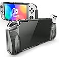 Mumba Case for Nintendo Switch OLED 2021, [Thunderbolt Series] Protective Clear Cover with TPU Grip Compatible with Nintendo New Switch OLED 7 Inch Console and Joy-Con Controller (FrostBlack)