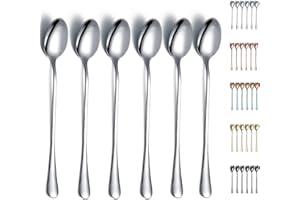 Iced Tea Spoon,Kyraton Stainless Steel 7.5" Long Handle Mixing Spoon,Ice Cream Spoon, Stirring Bar Spoon, Cocktail Spoon, Lat