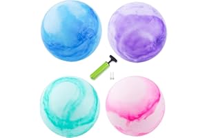 New Bounce Inflatable Bouncing Balls – Set of 4 Marbleized 8.5" Balls with Pump & 2 Pins – Sensory Play for Kids & Pets – Indoor/Outdoor Playground Toy