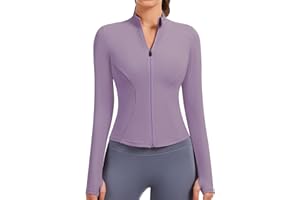JoyGirl Full Zip Athletic Jackets for Womens Lightweight Workout Jackets Slim Fit Running Yoga Gym Tops with Thumb Holes