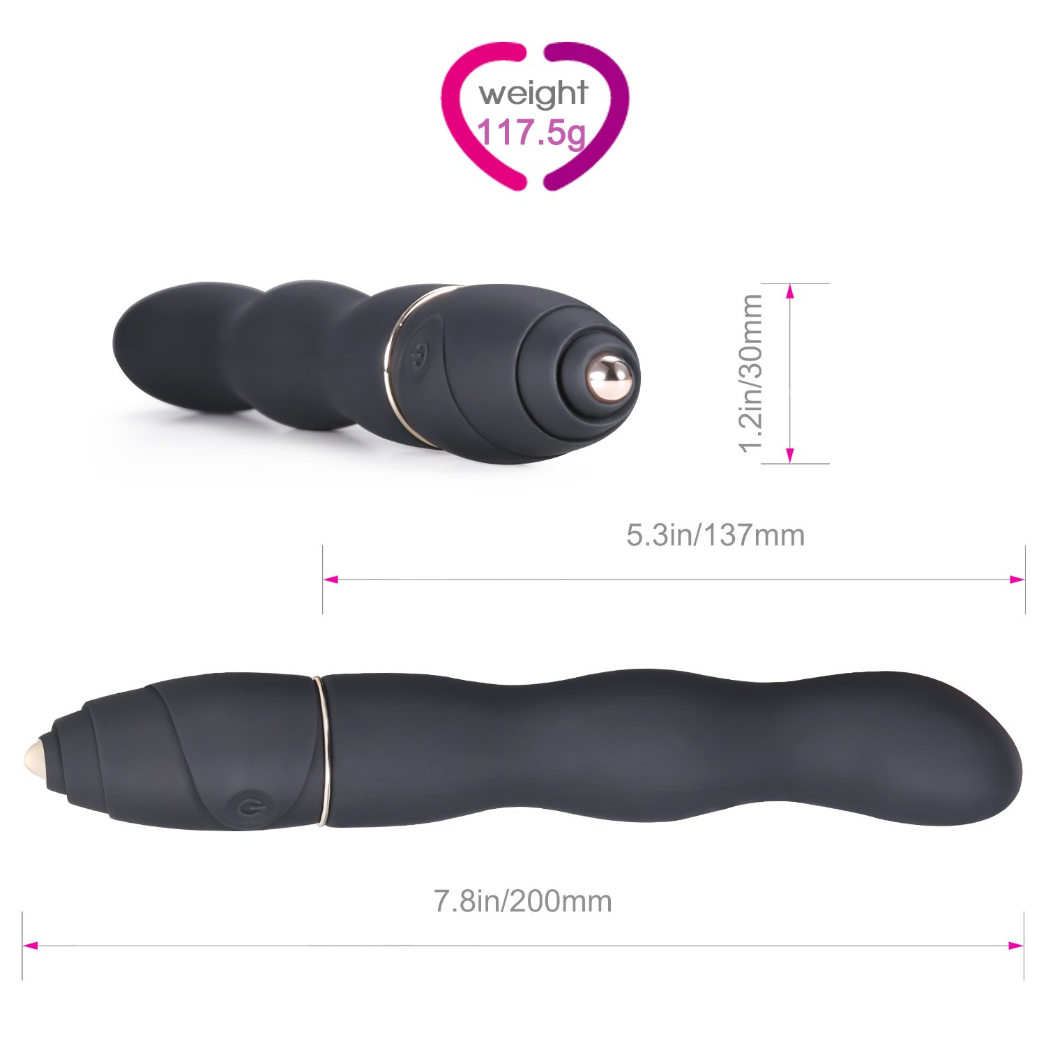 Massagestab, Louviva Magic Wand Massagestab - 10 Modi Starke Motor Massagestab-Vibratoren für sie Klitoris und G-punkt mit stoßfunktion - 100 Prozent Wasserdicht - Medizinisches Silikon