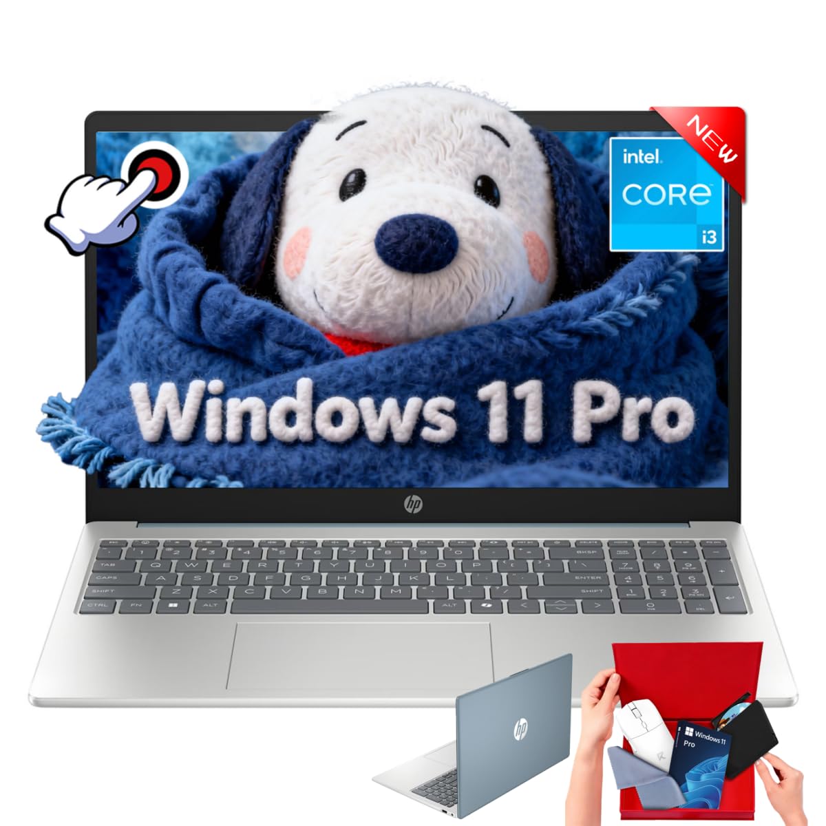 HP 15.6 Touchscreen Laptop Computer - 16GB RAM, 1TB SSD, Windows 11 Pro, FHD Anti-Glare, Intel Core i3-N305, Intel UHD Graphics, Copilot AI, Long Battery Life, Business Laptop for Work & Students Image