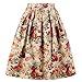 Musever Women's Pleated Vintage Skirts Floral Print Casual Midi Skirt