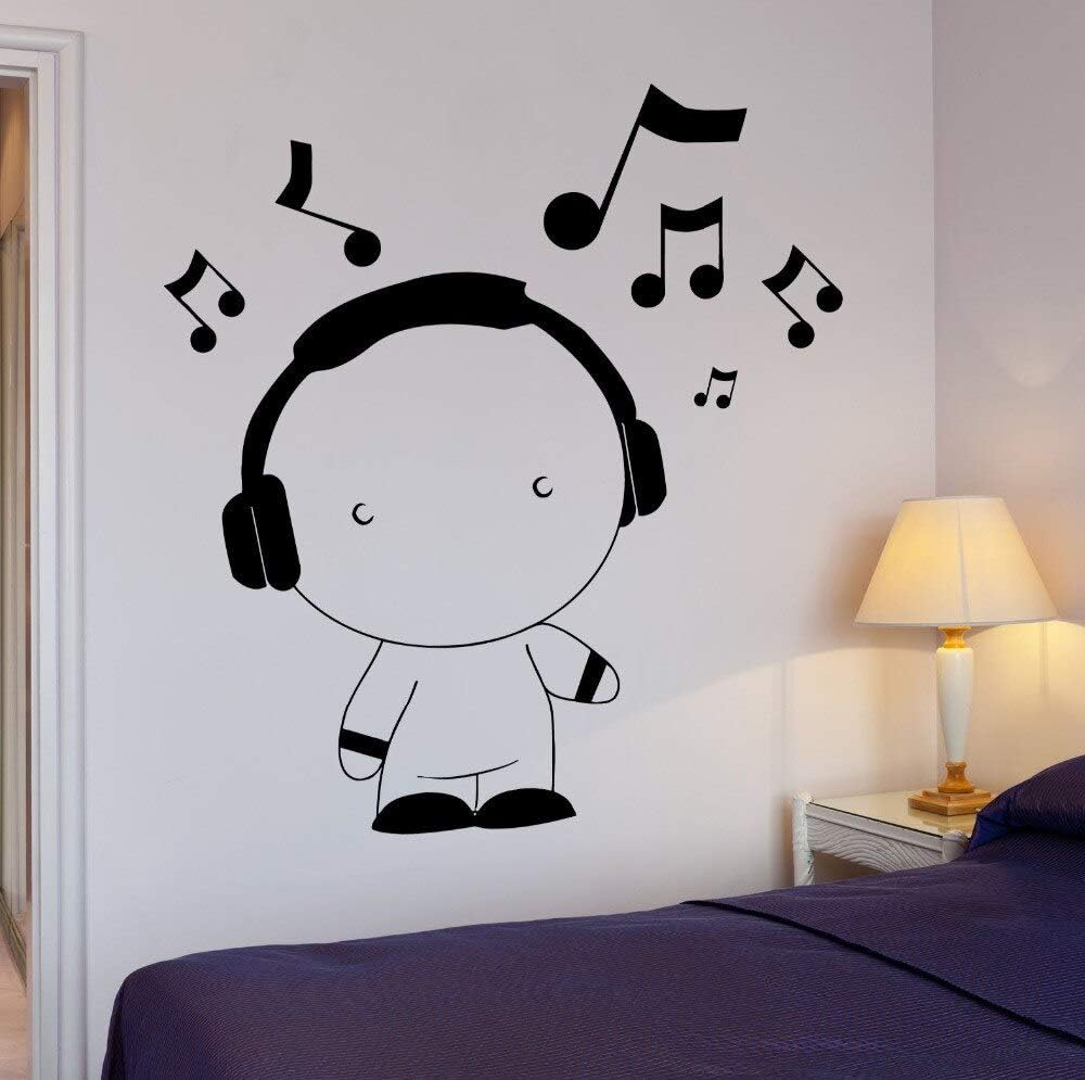 mlpnko Wall Sticker Home Decoration Kids Room Headphone Music Art Vinyl Sticker Art Wall Decoration Detachable 75x82cm