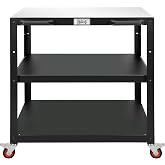 Feasto 3-Shelf Pizza Oven Table with Lockable Wheels, 36''x 24'' | 304 Stainless Steel Tabletop for Pizza Ovens &amp; Griddles, Heavy-Duty Prep Table for Deck, Patio BBQ &amp; Parties