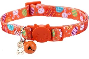 BoomBone Easter Cat Collar Breakaway with Bell,Orange Puppy Collar for Small Dogs