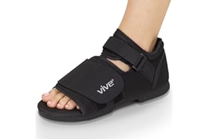 Vive Post Op Rounded Shoe for Injured Foot - Orthopedic Recovery Shoes for Women, Men - Lightweight, Adjustable Medical Walking Shoe for Post Surgery, Stress Fracture, Bunions, Sprains - Left or Right (Medium)