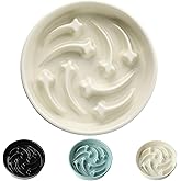 ONIANT Ceramic Slow Feeder Dog Bowls Large Breed, 2 Cups Slow Eating Dog Bowl, Anti-Gulping Pet Food Bowl Reduce Choking, Heavy Puzzle Maze Design Pet Dishes for Fast Eaters, 8.3 inch - Beige