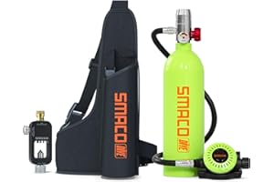 SMACO S400 1L Mini Scuba Tank – Portable Diving Tank for Snorkeling, Emergency Rescue, DOT Certified, Up to 20 Minutes of Air Supply, Compact & Lightweight