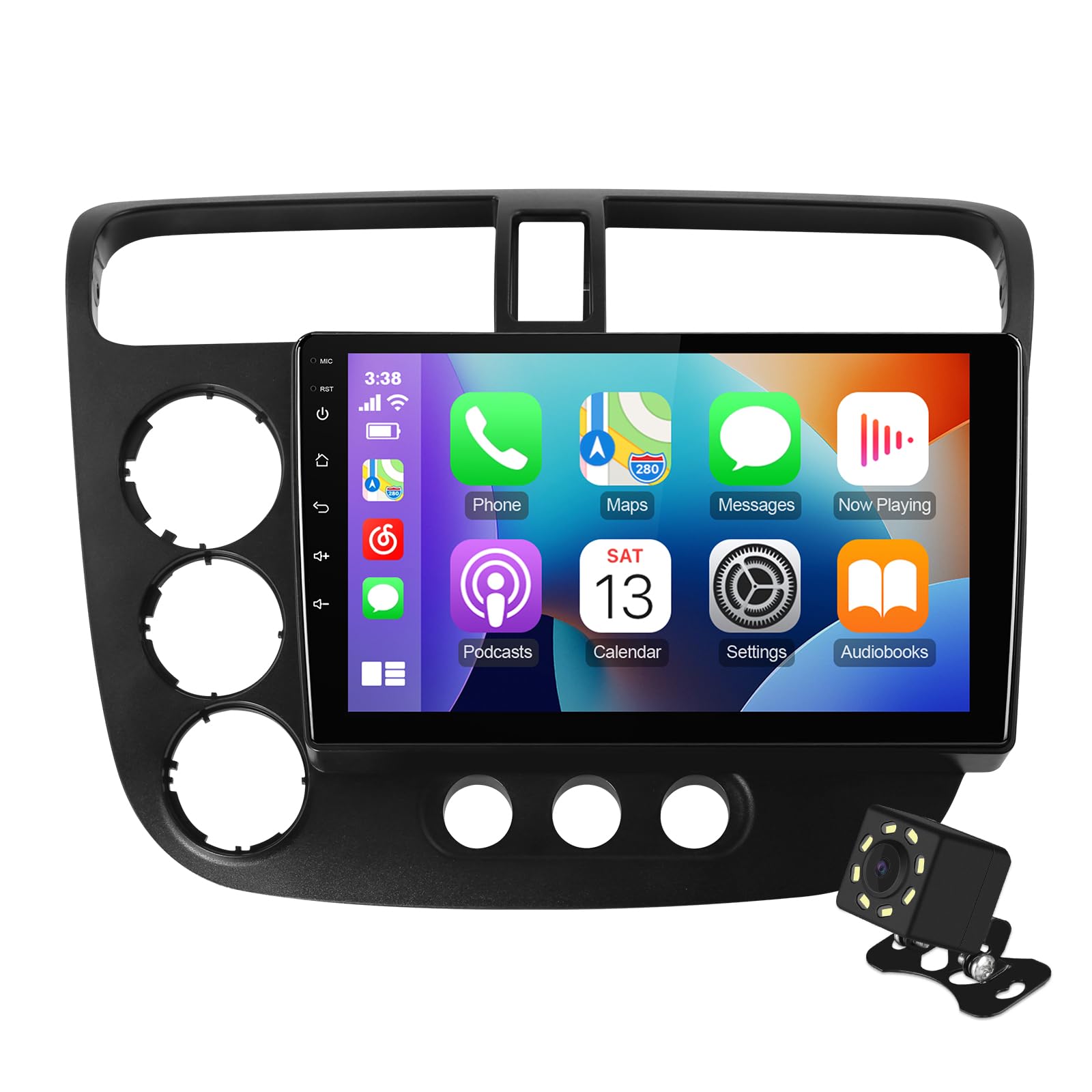 Photo 1 of 9 Inch IPS Touchscreen Android 12 Car Stereo for Honda Civic 2000-2005 with Wireless CarPlay & Android Auto 2+32GB Car Radio, Support GPS, WiFi, Bluetooth, FM Radio, Backup Camera, SWC, Dual USB