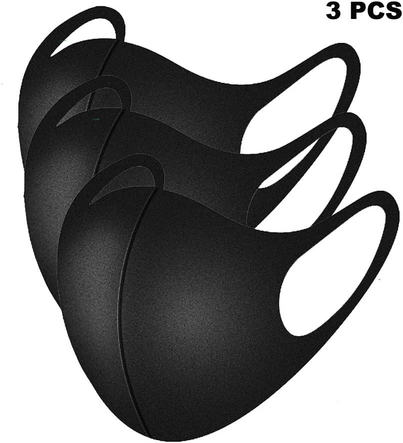 HJHY 3 Pack Unisex Mouth Masks Adjustable Anti Dust Face Mouth Masks,Black Cotton Face Mask for Cycling Camping Travel - 100% Cotton, Washable, Reusable Cloth Masks
