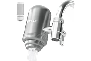 Vortopt Stainless Steel Faucet Water Filter for Sink - 500 Gallons Water Purifier for Faucet - Mount Tap Water Filtration System for Kitchen,Tub,Reduces Lead, Chlorine and Bad Taste,T2 (1 Filter)