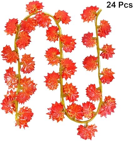 Vosarea - 24 piezas de imitación de hojas de arce artificiales de