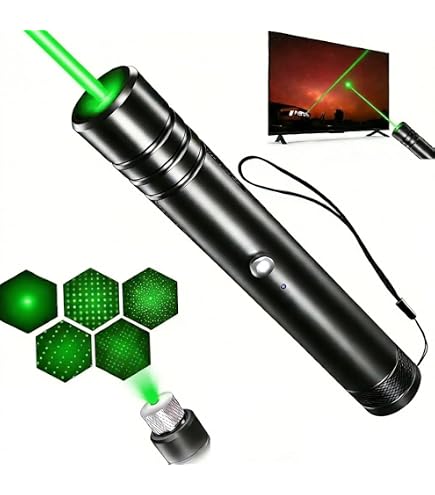 4000-Lumen Green Beam Laser Pointer Flashlight Combo | Rechargeable With 5 Light Modes & Swappable Pattern Heads | Rugged Aluminum Build + Charging Cradle For Outdoors, Talks, Or Blackouts