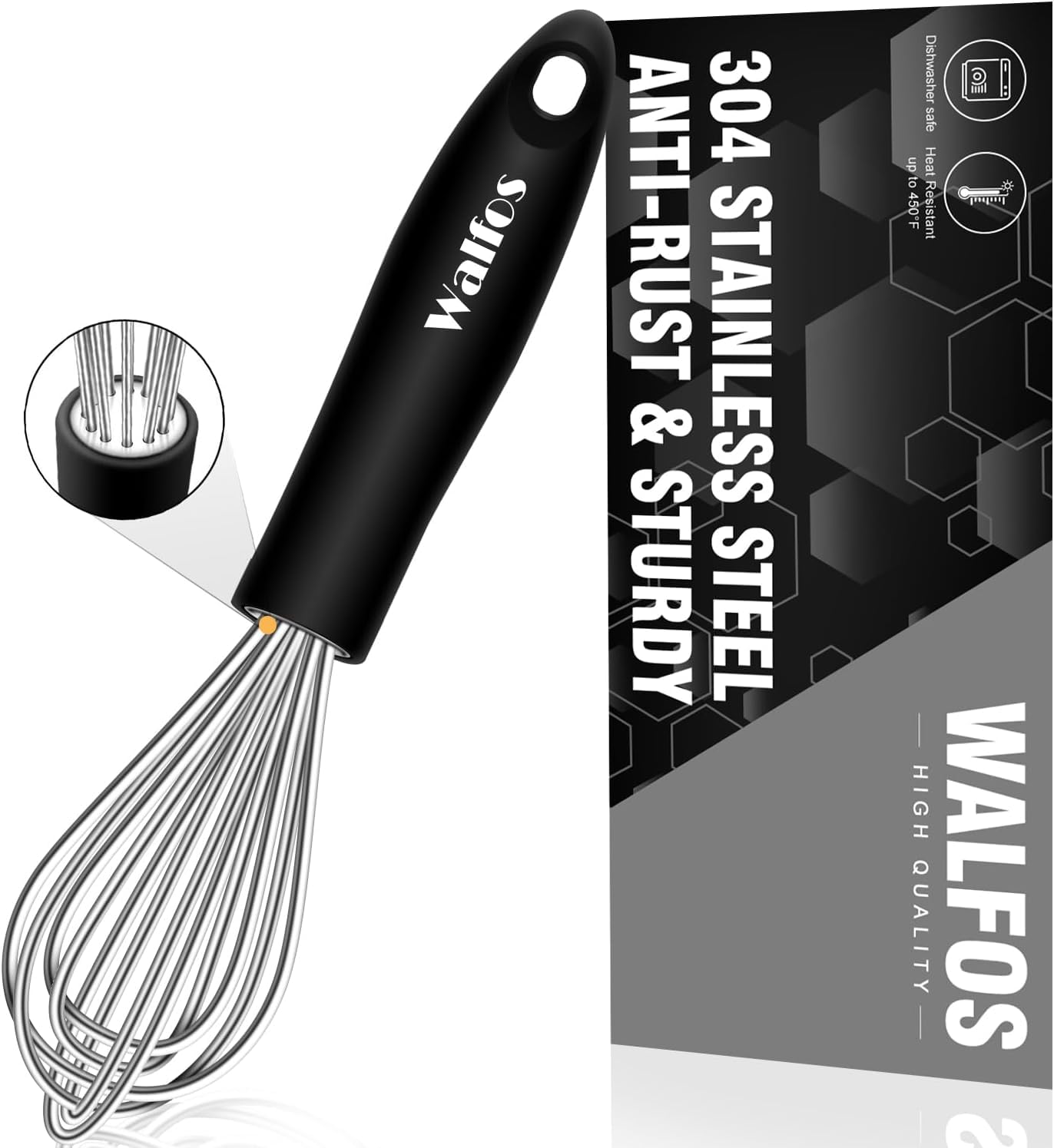 Stainless Steel Whisk - Kitchen Balloon Whisk, Thick Stainless Steel Wire ＆ Strong Handles, Egg Frother for Cooking, Blending, Whisking, Stirring, Beating (21cm) — image 1