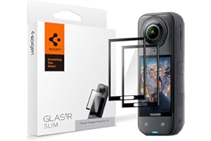 Spigen Tempered Glass Screen Protector [GlasTR Slim] designed for Insta360 X5 / X4 - FC Black (2P)
