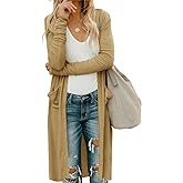 Alaster Queen Women's Hooded Long Cardigans Open Front Long Sleeve Lightweight Cardigan for Women with Pockets