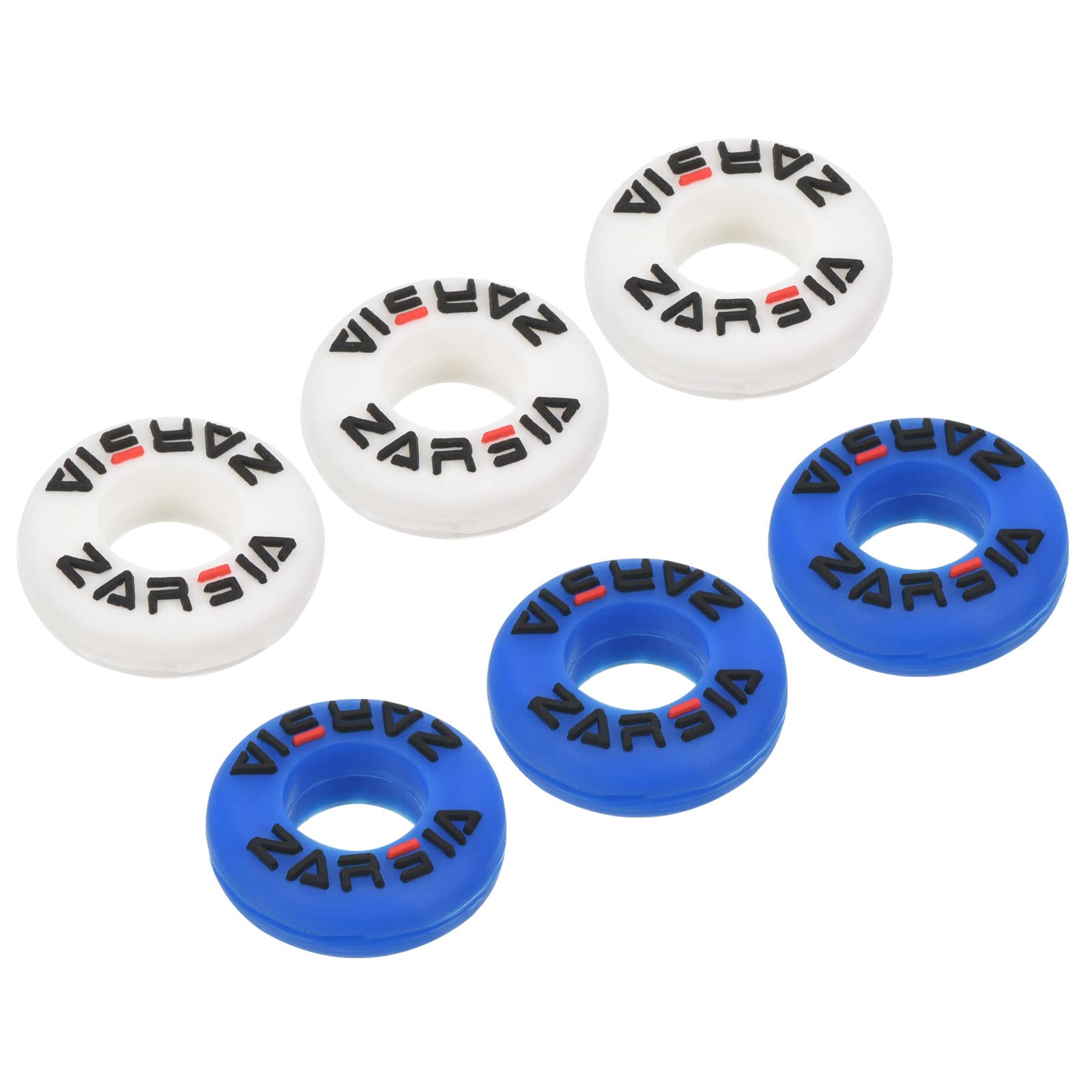 PATIKIL Tennis Vibration Dampener, 6 Pack Round-shaped Silicone Shock Absorber Racket String Damping for Tennis Racquet, Blue, White