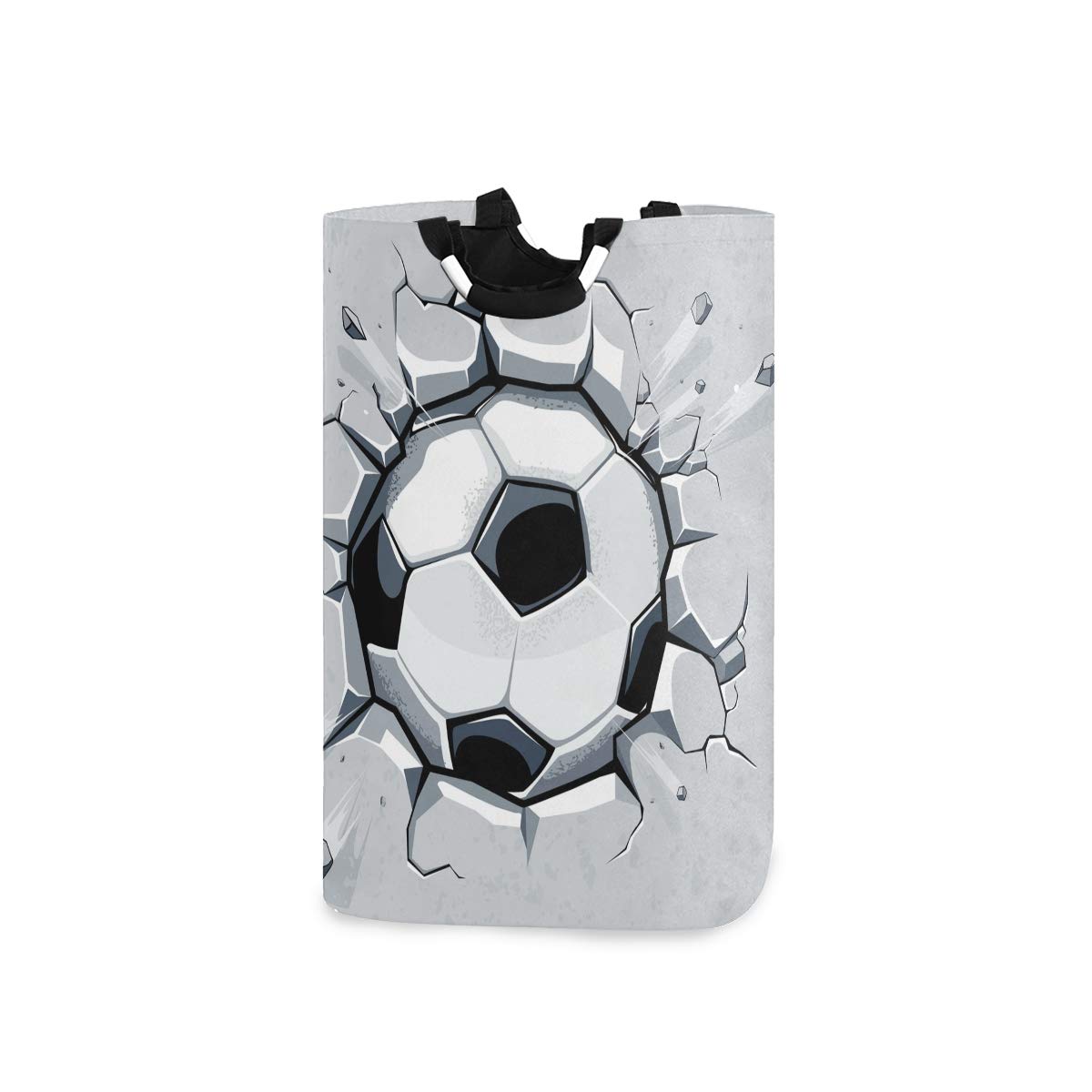 Mnsruu Laundry Hamper Round Storage Fracture Wall Football Large Storage Basket Clothes Laundry Hamper Toy Books Holder Collapsible Basket