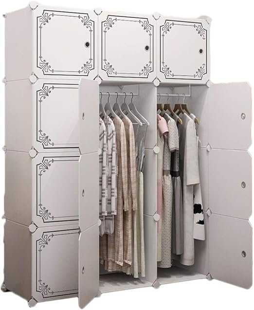 Portable Wardrobe Portable Closet Modular Bedroom Simple Clothing Storage Cabinet Resin Space Saving Locker 111 47 147cm Combination Armoire Color White Amazon Ca Home Kitchen