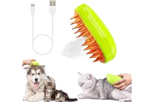 FIONEL Steam Cat Brush, 3 in 1 Steam Cat Brush,Steam Brush for Cats, Cat Grooming Brush,Eliminate Flying Hair and Tangled Hair Cat Hair Brush for Removing Tangled and Loosse Hair(Green)