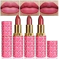 3 Pcs Matte Velvet Lipstick for Women Set,Nude Long Lasting Matte Lip Stick 24H Waterproof for Girls Natural Lip Makeup,Matte Non-Stick Lipstick Makeup for Women,labiales magicos 24 horas originales