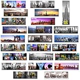 24 Various Collectible NYC New York Panoramic Photo Wide Magnets NYC 5x1.6 inch - Pack of 24