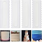 Mwellewm 4 Pcs/set Cake Scraper Decorating Plastic Sawtooth Comb Mousse Butter Cream Cake Edge Tools Plastic Sawtooth Cake Icing Smoother Kitchen Baking Cake Edge DIY Tool