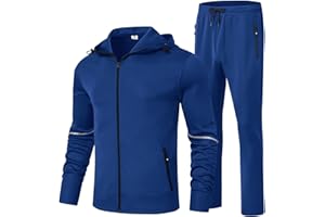 BGOWATU Men's Tracksuits Set Full Zip Jacket Hoodie Sweatsuit Running Sport Pants Outfits for Men with Zipper Pockets