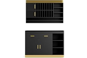 HolaiNail Salon Station Barber Color Bar with Drawers & Adjustable Shelves, Salon Storage Cabinet and Wall Mounted Hair Color Organizer for Salon Display, Black