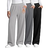 Oakgarden 3 Pack Women's Fleece Lined Sweatpants, Wide Leg Baggy Pants Lounge Yoga Pants Loose Winter Joggers with Pockets