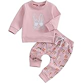 Toddler Baby Boys Girls Easter Outfit Crewneck Sweatshirt Bunny Top Carrot Rabbit Pants Sets Spring Summer Clothes