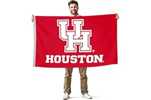 VICTORY CORPS Houston Cougars College Sports Printed Flag - NCAA Licensed - Nylon - School Banner (White, Red) (White, Red, 3' x 5')