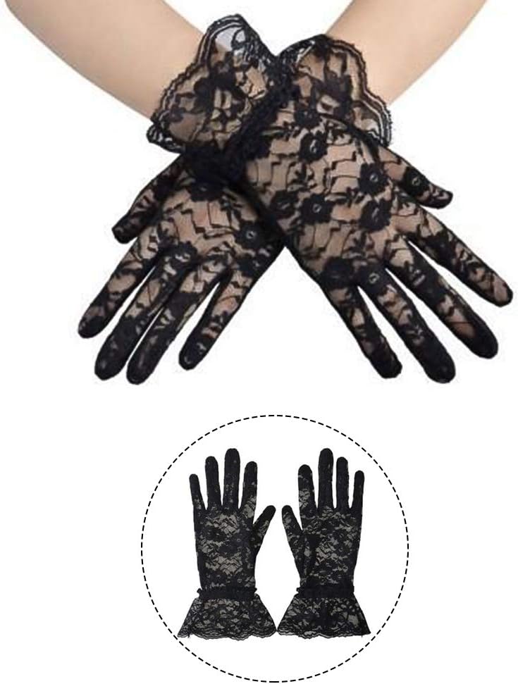 Lifreer Day of the Dead Halloween Costume Set include Headband, Black Veil, Lace Mask - Image 5