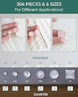 ONUEMP 304pc Clear Rubber Feet Pads Bumpers 6 Sizes Cabinet Door Drawer Glass view 3