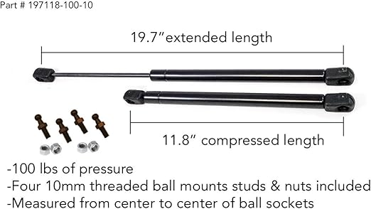 Amazon Com 2 Truck Upfitters 20 Gas Props For Are Pickup Truck Bed Tonneau Covers 19 7 Extended 11 8 Compressed 100 Pounds Of Pressure Each Measurement Required Incl 4 Ball Mounts And Nuts Automotive