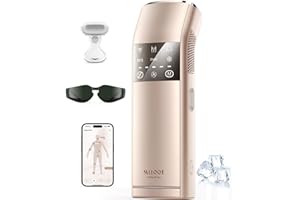 SALLOOT IPL Laser Hair Removal for Women and Men, 2 Lights & 4-Pulse Modes, 2℃ Sapphire Ice Cooling for Sensitive Skin, Targets Ingrown Hair, Permanent Hair Reduction for Bikini, Face & Body