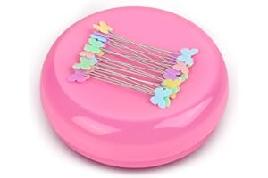 Oukitoymer Magnetic Pin Cushion with 100pcs Butterfly Head Straight Pins, Bobby Pin Holder for Sewing, Magnet Needle Cushion, Paper Clip Collector, Secure Pin Storager, Sewing & Quilting Accessories