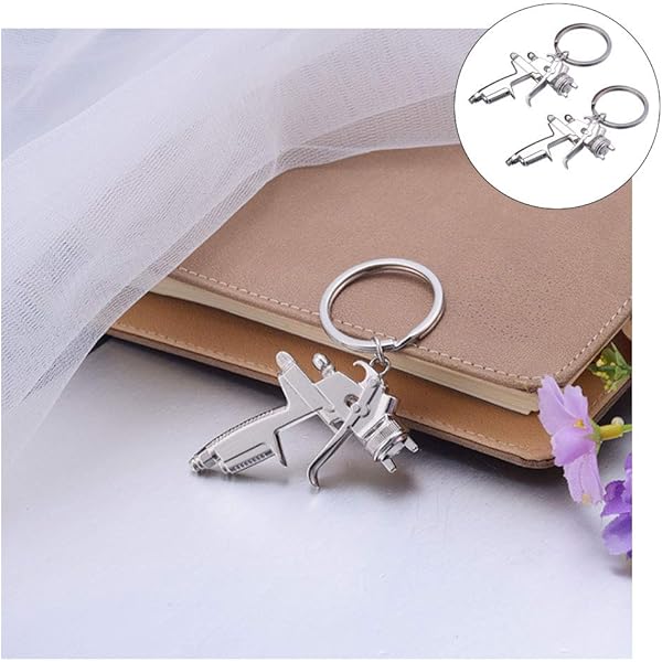 Acxico 2Pcs Spray Paint Water Gun Keychain Key Ring Unisex