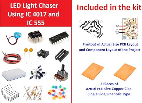Inventions Project Kit - LED Light Chaser Using IC 4017 and IC 555 IPK-03