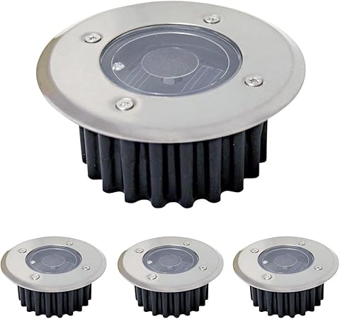 Grafner 4er Set Solar Led Bodenstrahler Rund High Power Led Bodenleuchte Bodeneinbaustrahler Bodenlampe Amazon De Garten