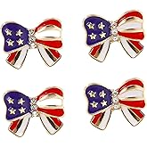 USA American Flag Earrings for Women USA Patriotic Bow Earrings Sparkly Rhinestone Bow Studs Earrings Independence day US 4th of July Outfits Jewelry for Women