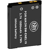 BM Premium EN-EL19 Battery for Nikon Coolpix A300, W150, W100, S32, S33 | S100, S3100, S3200, S3300, S3500, S3600, S3700, S4100, S4200, S4300, S5200, S5300, S6400, S6500, S6800, S6900, S7000 Cameras