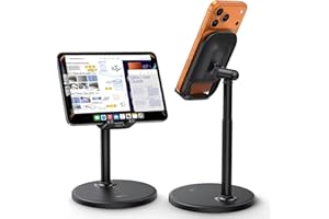 Lamicall Cell Phone Stand for Desk - Thickened Base, Height & Angle Adjustable Sturdy Desktop Phone Holder, Office Accessorie