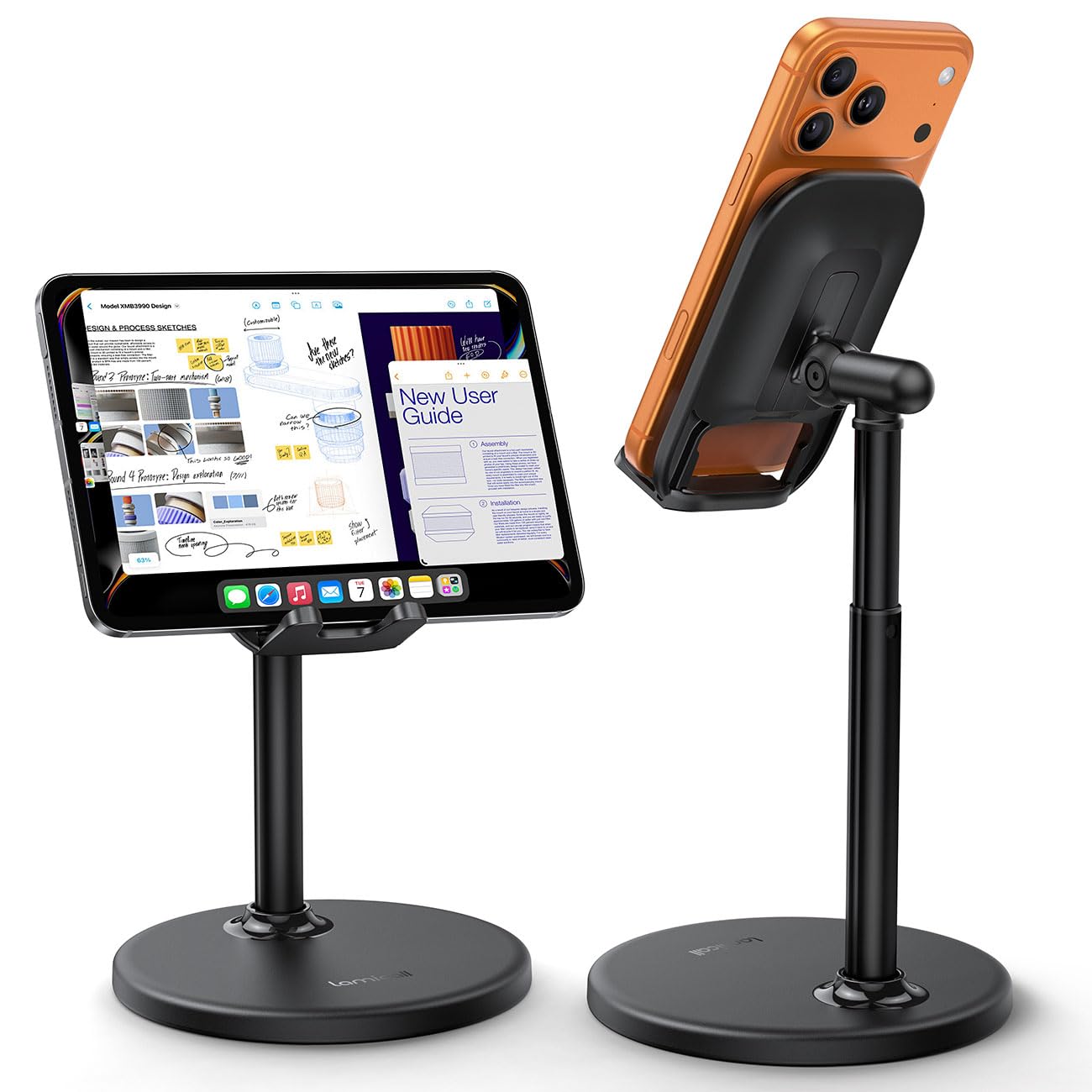 Lamicall Cell Phone Stand for Desk - [Height Angle] Adjustable Sturdy Desktop Phone Holder, Office Gift Accessories, PC Gaming Essentials for iPhone 17 16 15 14 13 Pro Max, iPad Tablet Switch, 4-10"
